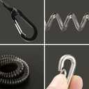 Lix&Rix Retractable Safety Coiled Lanyard with Aluminium Alloy Carabiner Clip, 3pcs Black