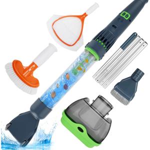All in ONE Rechargeable Pool & Spa Vacuum 90 Mins Working for Hot Tub, Small Above Ground&Inground Pool, Magnetic Drive Tech, Spa Skimmer Net, Brush,25µm Ultra Fine Mesh Filter
