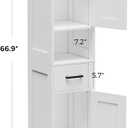 Homhedy 67" H Tall Bathroom Storage Cabinet with 2 Barn Doors and 1 Drawer, Narrow Storage Unit, Adjustable Shelves, Floor Cabinet for Bathroom, Living Room, Entryway, Kitchen, White, (11.8" W), 11.8"D x 11.8"W x 66.9"H