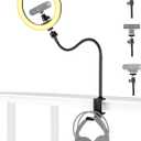 Brio Webcam Ring Light Stand, 24-inch Arm Clamp Mount Magnetic Holder with 10-inch Selfie Light and Headphone Hook Compatible with Logitech Brio 100 101,301 300,500,Brio 4K,C270,C310 webcams