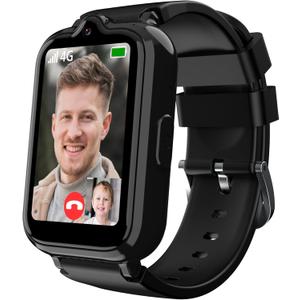 4G Kids Smart Watch Boys with GPS Tracker, Kids Cell Phone Watch with Video & Voice Calling Texting Alarm SOS Calculator Pedometer Camera School Mode Math Game, Smart Watch for Boys Age 5-12 (Black)