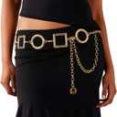 Gold Chain Belts for Women, Adjustable Western Concho Waist Chain, Metal Boho Belt for Dresses and Pants (Gold)