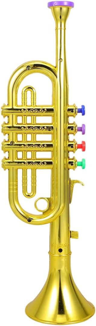 Plastic Trumpet Musical Instruments Toy with 4 Colored Coded Keys Teaching Songs Fun Musical Instruments Noise Makers for Parties and Events for Adults Kid Toddlers Children