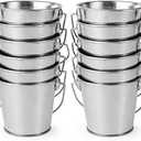 3.1" Galvanized Mini Tin Buckets – 12Pcs Silver Metal Buckets with Handle, Ideal for Party Favors, Bridal Shower and Craft Projects (Silver, 3.1")