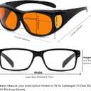 Eyekepper 100% Blue Light Reduction,Huge Fitover Anti-Blue Blocking Computer Eyeglasses with Extra Amber Lenses, Black (1806-black-100% Blue Light Blocking, 0.0 x)