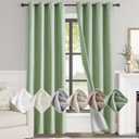 jinchan 100% Blackout Curtains for Bedroom Living Room Linen Blackout Curtains 96 Inch Long Room Darkening Curtains Linen Textured Drapes 52" W 2 Panels Window Curtains Grommet Top Heathered Green