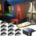 JOFIOS Solar Fence Lights Outdoor, 9 Fixed Colors Color Changing Solar Deck Lights Outdoor Waterproof IP44 Dusk-to-Dawn Fence Lights Solar Powered for Patio, Railing, Porch, Stair, Dock, 12 Pack