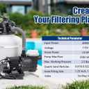 13 Inch Sand Filter Pump System for Above Ground Pools up to 11,000 Gal, 1/3HP Pool Pump Sand Filter Combo, 2500GPH Max Flow, 6-Way Valve with Hose Adapters, Prefilter Basket Easy Clean