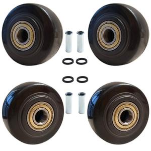 PU Caster Wheels 2.5" Durable Replacement Rollers for Laundry Carts, Hand Trucks & Cargo Elevators Smooth Rolling 4 Pack with 3/8" Axle Bearings