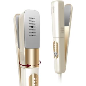 Travel Steamer Iron Portable, Rylena 180 Rotatable Handheld Press Iron for Clothes, No Ironing Board Needed, 2X Larger Leak-Proof Tank, Gentle&Quick De-Wrinkle, Crisp Crease, 3 Temp, Optional Steam (Off-white and Champagne)