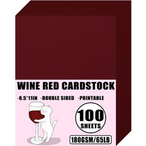 Weyew WineRed Cardstock 8.5" x 11", 65lb/180gsm, 100 Sheets, Box Packed | Printable Burgundy Cardstock, Premium Matte, For DIY Craft, Blank Invitation Paper