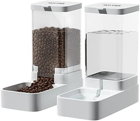 NKECOBJI Gravity Pet Feeder and Water Dispenser Set, Automatic Dog Feeder and Dog Water Dispenser for Dogs Cats Pets Animals Large Capacity(3.8L)