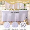 Outpain White Spandex Table Clothes for 6 Foot Rectangle Tables-8Pack 6FT Spandex Fitted Table Cover, Wrinkle Free Tablecloths with Skirt for Parties, Wedding, Birthday, Banquet, Festival