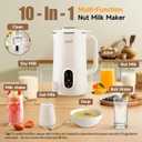 10 in 1 Almond Milk Maker & Nut Milk Maker Machine, 35oz Automatic Soy, Oat, Coconut Milk, Juice & Porridge Maker with 8 Blades, Delay Start, Keep Warm, Boil Water, Self-Cleaning, Cream