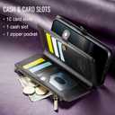Defencase Compatible with iPhone 17 Case Wallet with RFID Blocking Card Holder for Women and Men, Fashion PU Leather Magnetic Snap Flip Zipper Strap Wallet Phone Case for iPhone 17 6.3", Black
