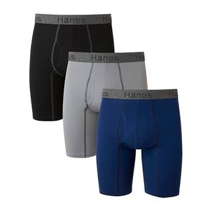 Hanes Mens 3-pack Comfort Flex Fit Ultra Soft Stretch Brief\Gray/Blue- Long Leg - 3 Pack, XX-Large US