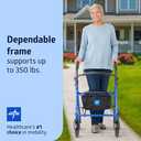 Medline Steel Rollator Walker for Adult Mobility Impairment, Blue, 350 lb. Weight Capacity, 8 Wheels, Foldable, Adjustable Handles, Rolling Walker for Seniors