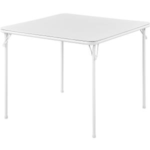 KAIHAOWIN Square Folding Table Vinyl Upholstery Card Table Dining Party Table with Collapsible Legs Portable for Indoor Outdoor-White