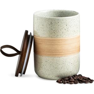 Miamolo Coffee Storage Container Jar with Lid, Ceramic Kitchen Food Storage Jars with Airtight Lids for Spice Sugar Cookie, Stackable Decorative Jars for Coffee Countertop, 28 fl.oz