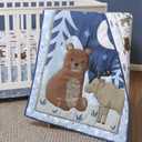 The Peanutshell 3 Piece Baby Crib Bedding Set for Boys - Newborn, Infant & Toddler Nursery Bed Set Decor with Fitted Crib Sheet, Dust Ruffle Comforter - Under The Stars