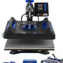 VEVOR 5 in 1 Heat Press Machine, Heat Transfer Machine with 30 oz Tumbler Press, 15 x 15 inch, 360 Swing Away T-Shirt Pressing, Fast Even Heating, for T-Shirts/Mugs/Plates/Hats, Black+Blue
