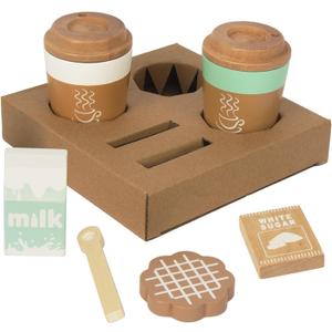 WOODENFUN Pretend Play Coffee Cup Toys,Wooden Play Kitchen Accessories,Fake Food Play for Kids Kitchen,Educational Toy for Toddler Children Birthday Gift