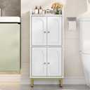 Hzuaneri Bathroom Cabinet, Small Storage Cabinet with 4 Doors, Bathroom Organizers and Storage Cabinets with Adjustable Feet. Cabinets Freestanding for Living Room, Kitchen, 7.1"D x 14.6"W x 32.7"H