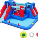 AirMyFun Bounce House,Bouncy Castle with Ball Pit,Inflatable Kids Double Slide with Air Blower, Castle Bouncer for Children Jumping Outdoor and Indoor Party