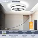 VOLISUN Low Profile Ceiling Fans with Lights and Remote, Fandelier Ceiling Fan Flush Mount, 3000K-6500K Smart Bladeless LED Fan Light, Black Modern Ceiling Fans with Lights for Bedroom