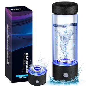2025 New Hydrogen Water Generator Bottles, Portable Hydrogenated Water Bottle with SPE PEM Technology, 420ml Hydrogen Water Bottle Generator, Rechargeable Ionizer Machine for Home, Office, and Travel (Black)