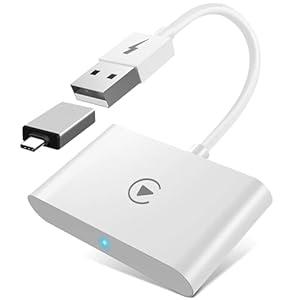 Wireless CarPlay Adapter,Wireless Carplay USB Dongle,Plug & Play 5GHz WiFi Online Update,Low Latency,Easy to Install,Support iOS 16+ (White)