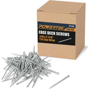 POWERTEC Deck Screws No.10 x 2-3/8", T15 Star Drive, Coated for Outdoor Wood & Composite Decking, 250 Pack (72185)