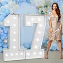 Marquee Numbers Large 17th-Birthday Decorations: 4ft Light Up Number Party Decor 71 Year Old Girl And Boy Birthday Decoration Backdrop 71 Anniversary Cardboard Big Mosaic Balloon Frame Number 17
