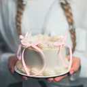 3 x 50PCS Pink Satin Ribbon Bows Cake Topper Decor Bows Premade Twist Tie Bow for Tree Ornament Craft DIY Cake, Pink Ribbon Bow for Gift Wrapping Birthday Party Wedding Decor Home Garland