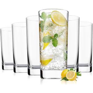 Highball Glasses Set of 6, 13oz Tall Drinking Glasses, Water Glass for Kitchen, Tom Collins Glasses, Mojito Glass Cups, Cocktail Glasses for Bar Glassware
