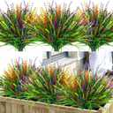 36 Pcs Artificial Plants Outdoor, UV Resistant Fake Outdoor Flowers Faux Plastic Monkey Greenery Grass for Front Porch Window Box Outside Garden Home Office Planters Desk Decor (Mixed Color)