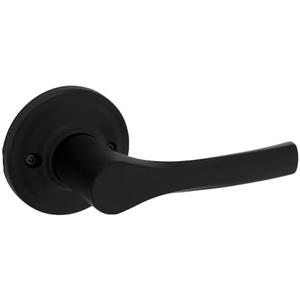 Kwikset Henley Dummy Door Handle, Single Sided Lever for Closets, French Double Doors, and Pantry, Matte Black Non-Turning Reversible Interior Push/Pull Lever, with Microban Protection