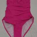 AI'MAGE One Piece Swimsuits for Women Bathing Suits Tummy Control Vintage Slimming Ruched Padded Tie Back Swimwear, Pink,  M