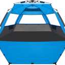WhiteFang Deluxe Pop Up Beach Tent Sun Shade Shelter for 3-4/5-6 Person, UV Protection, Extendable Floor with 3 Ventilating Windows Plus Carrying Bag, Stakes, and Guy Lines, Gray Blue