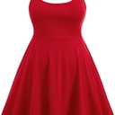 WDIRARA Women's Plus Size Spaghetti Strap Sleeveless Flared Hem A Line Cami Dress Red, 4X-Large Plus