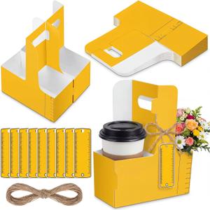 30 Set Back to School Ruler 2 Cup Drink Carrier with Greeting Card Teacher Appreciation Gifts Ribbon Disposable Cup Holders with Handle for First Day of School Party Favors Gift