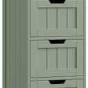 FOTOSOK Bathroom Storage Cabinet, Bathroom Cabinet with 4 Drawers, 11.8 x 11.8 x 32.5 Freestanding Entryway Cupboard Storage Organizer Unit Home Furniture Decor, Green