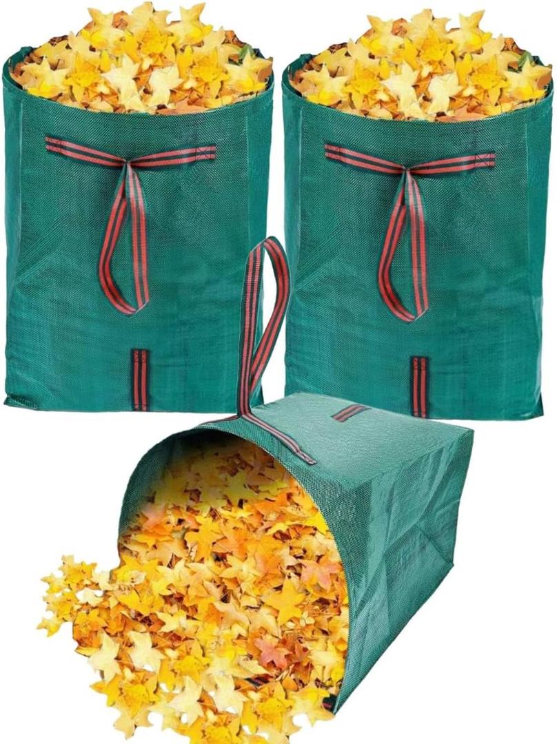 72 Gallon Leaf Collector,3-Pack Yard Waste Bags, Large Dustpan-Type Lawn and Leaf Bags, Leaf Bags for Yard Debris, Grass Clippings, Collapsible Trash Can for Parties, Laundry, Camping