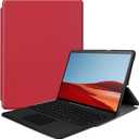 Tablet Cover for Microsoft Surface Pro X 13" (2021/2020/2019 Release),Ultra Slim Lightweight Leather Case for Microsoft Surface Pro X,Compatible with Type Cover Keyboard (Red)
