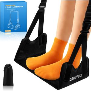 1 Pack Airplane Foot Hammock, No-Collapse Foot Hammock for Plane Travel, Thickened Bamboo Airplane Foot Rest, Adjustable Footrest for Office, Long Flight (Black Olive)