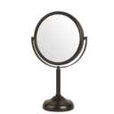 JERDON Two-Sided Tabletop Makeup Vanity Mirror - 10X-1X Magnification & Swivel Design - 6-Inch Diameter Portable Mirror - Bronze Finish - Model JP910BZP
