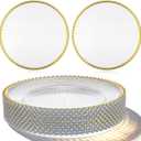 13" Acrylic Clear Charger Plates 10Pcs Elegant Gold Beaded Charger Plates Table Plate Chargers Decor for Wedding Reception, Holiday Party, Family Gathering & Daily Table Setting