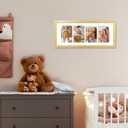 VIOLABBEY 8x20 Collage Picture Frame, Fits Four 4x6 Photos With Mat or One 8x20 Picture Without Mat for Wall Decor, Gold