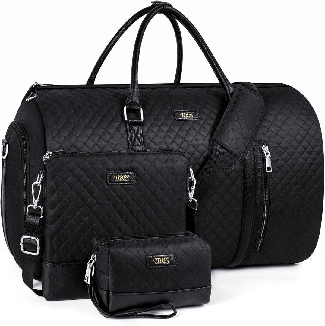 Convertible Garment Duffel Bag for Travel - Carry On Garment Bags With Toiletry Bag Large Weekender Bag for Men Women 2 in 1 Hanging Suitcase Suit Travel Duffel Overnight Bags 4 pcs Set
