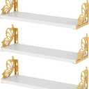 Hoikwo 3 Pack Butterfly Wall Shelves, White Gold Floating Book Shelves, for Mother, Mom, Women, Girls, for Preppy Room Decor, Living Room, Bedroom Decor Aesthetic